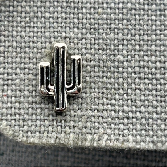 Small Novelty Silver Tone Cactus Stud Earrings Southwestern Fun Nature - Picture 3 of 9